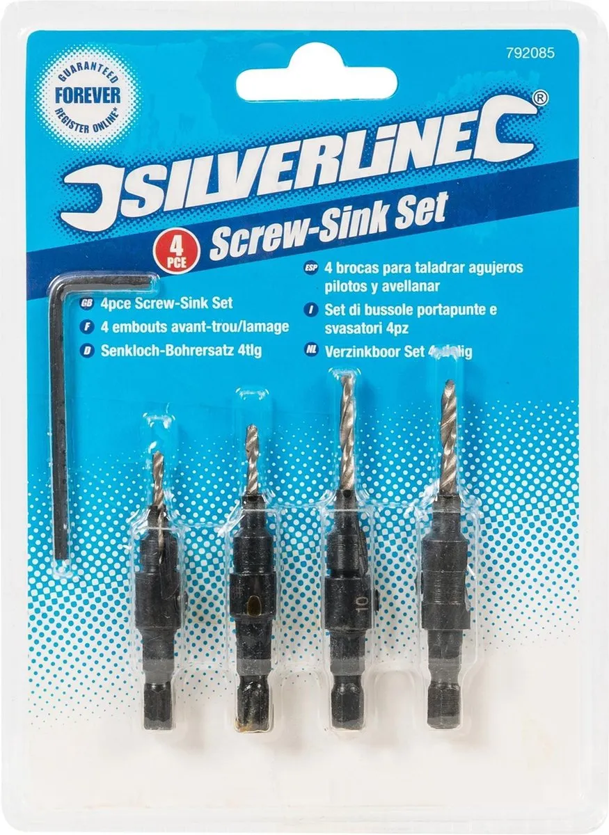 Silverline Verzinkboor Set 4-delig Ø6-12mm HSS - Zwart oxide