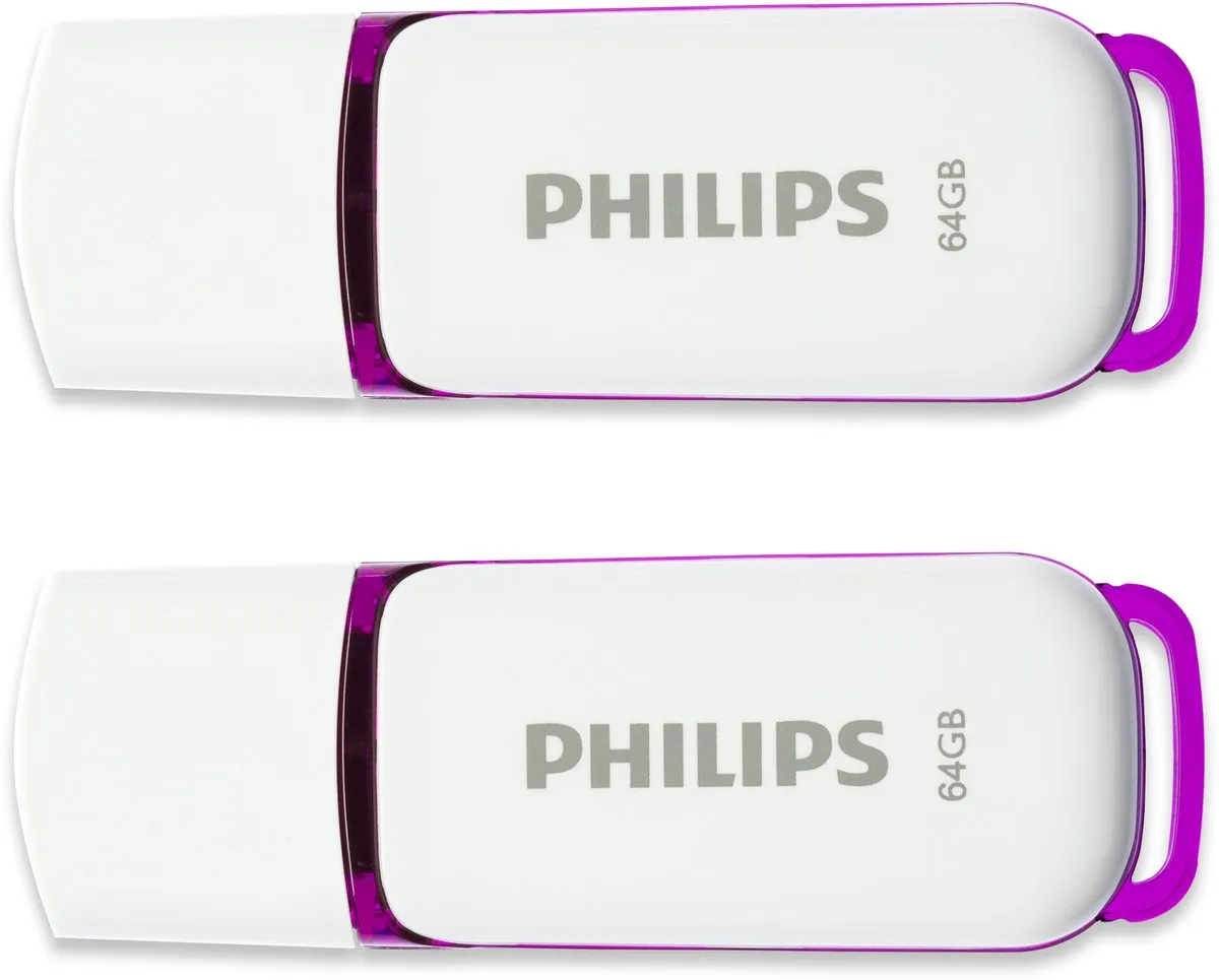 Philips USB Stick Snow Edition 64GB - 4 Stuks - Magic Purple