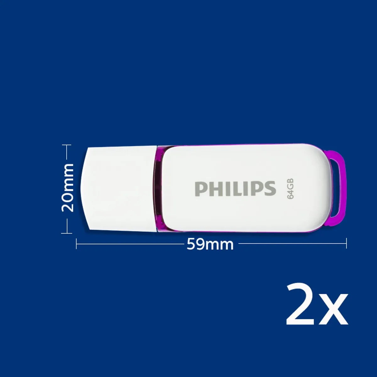 Philips USB Stick Snow Edition 64GB - 4 Stuks - Magic Purple