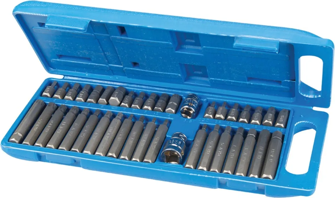Silverline Zeskant- en Veeltand Bitset 40-delig - Chroom-vanadium Staal
