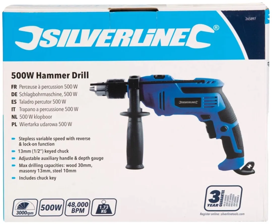 Silverline Boorhamer 500W 265897 - 16mm Beton