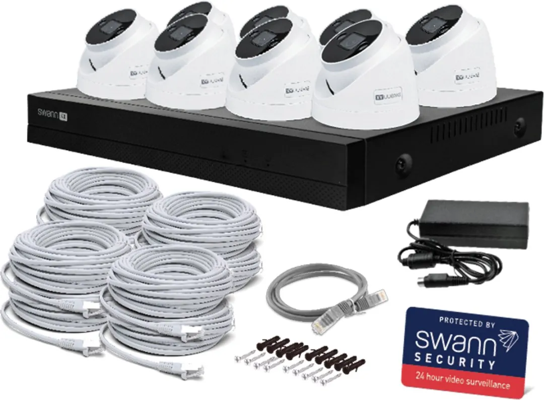 Swann AdvancedX SWNVK-16ADVANX8D-EU Beveiligingscamera - 8x 4K IP Spotlight Dome - 2TB NVR - Wit