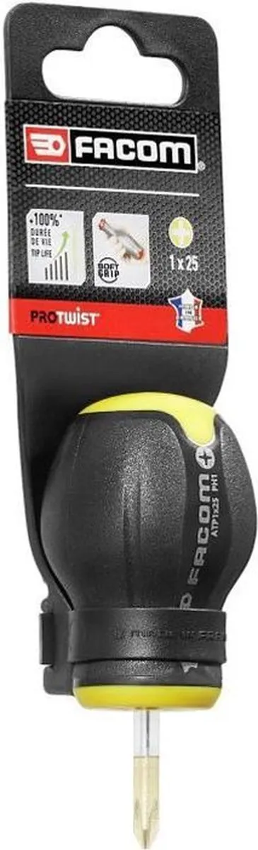 FACOM PROTWIST ATP1X25 Schroevendraaier - PH1 - Geel/Zwart - afbeelding 2 van 2