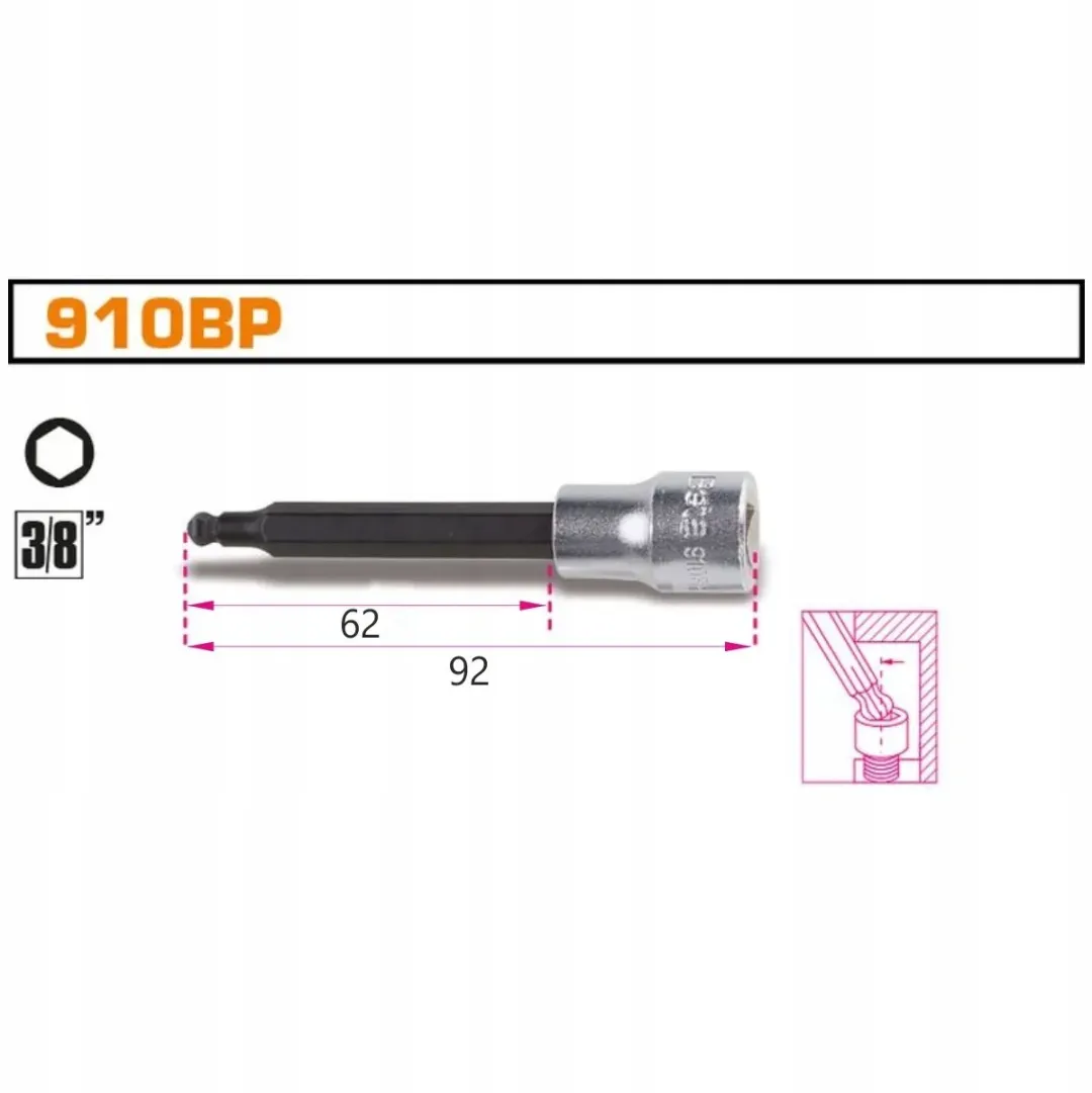 Beta 910BP/8L Zeskantdop 8mm