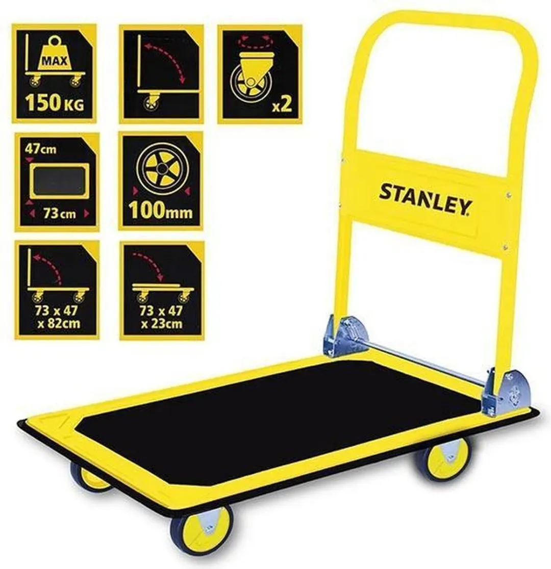 Stanley Plateauwagen 150kg - Geel/Zwart