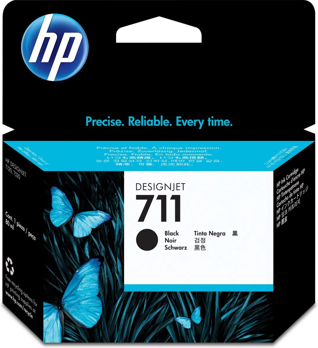 HP 711 Inktcartridge Zwart - 80ml