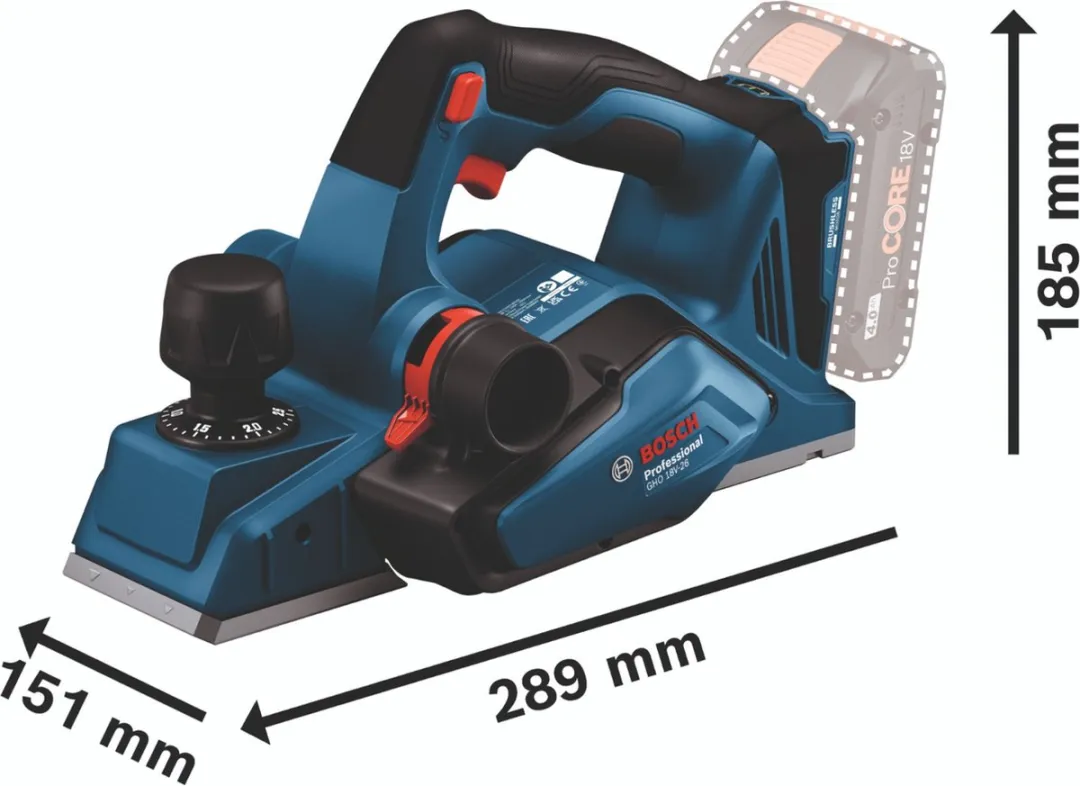 Bosch Professional GHO 18V-26 Accuschaafmachine - 2x ProCORE 4.0Ah