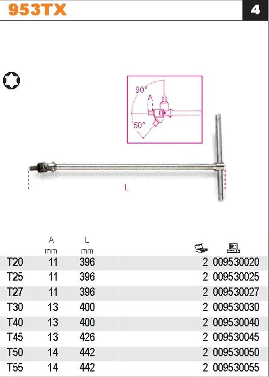 Beta Torx T45 Inbussleutel Kogelkop 426mm