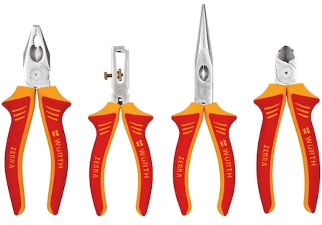 Würth VDE-tangenassortiment 4-delig - IEC 60900 - Geel/Rood/Zilver