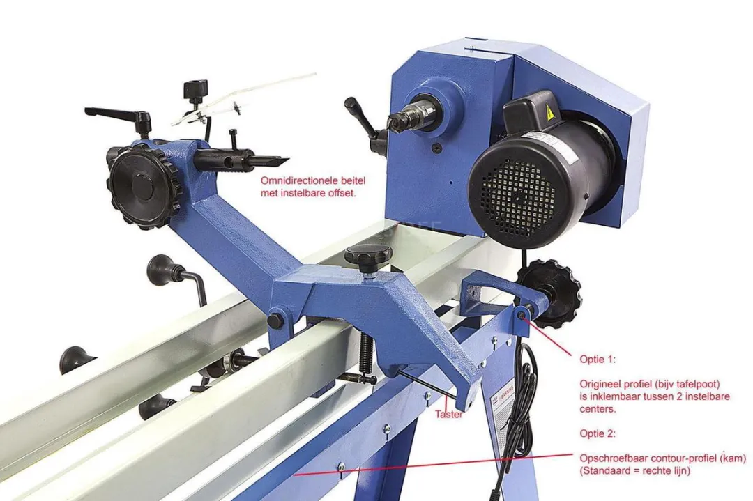 HBM 1100 Variabele Houtdraaibank met Kopieerinrichting