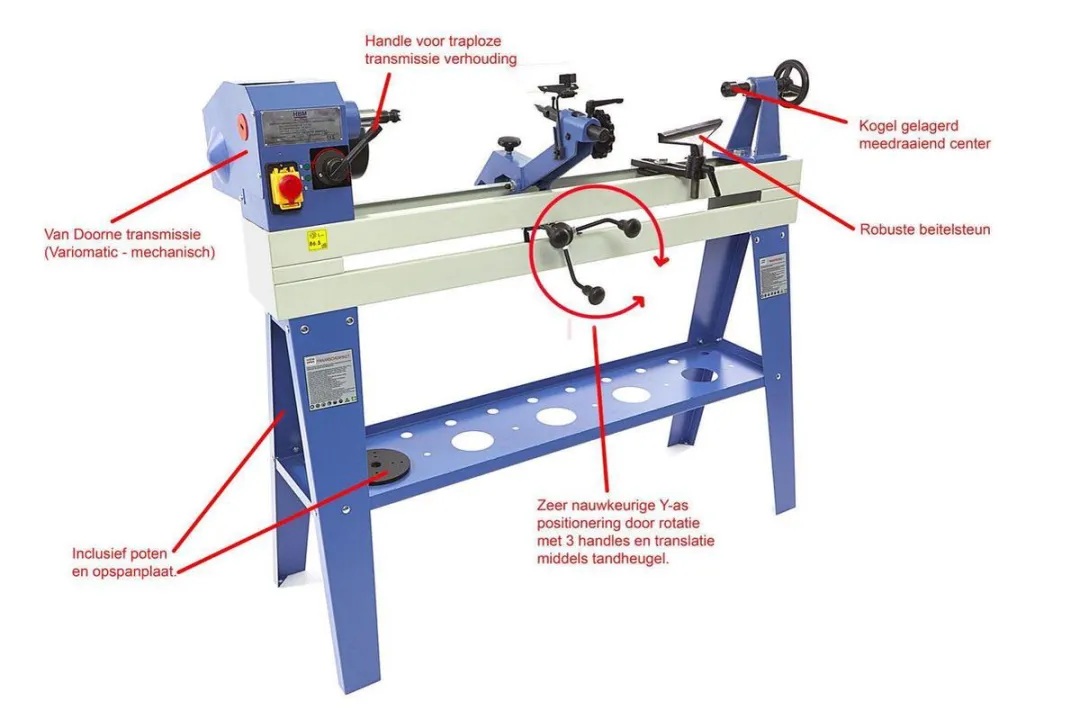 HBM 1100 Variabele Houtdraaibank met Kopieerinrichting