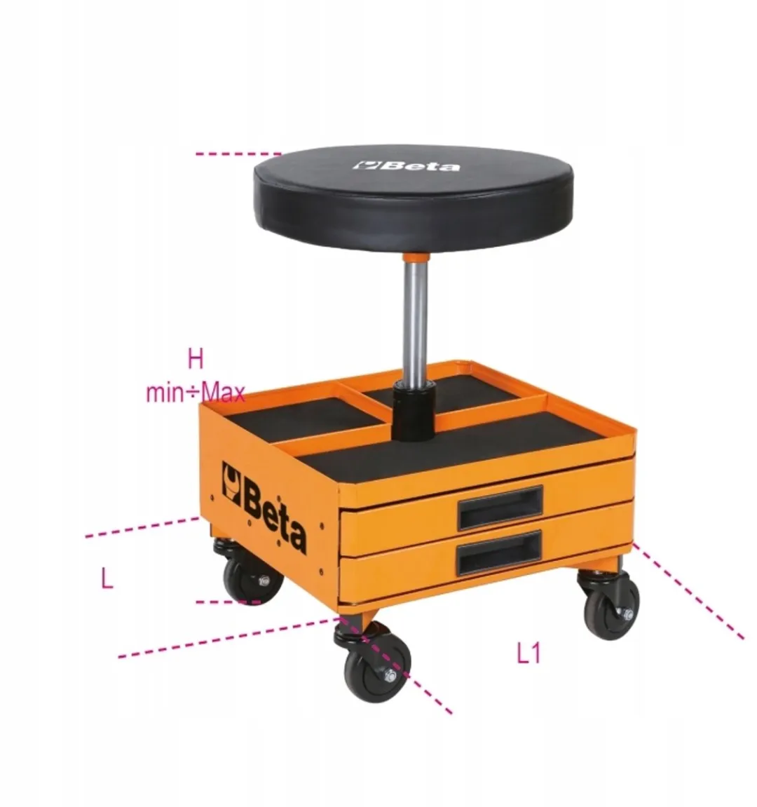 Beta Werkplaatstoilet 2251N - 3 Lades - Zwart/Oranje