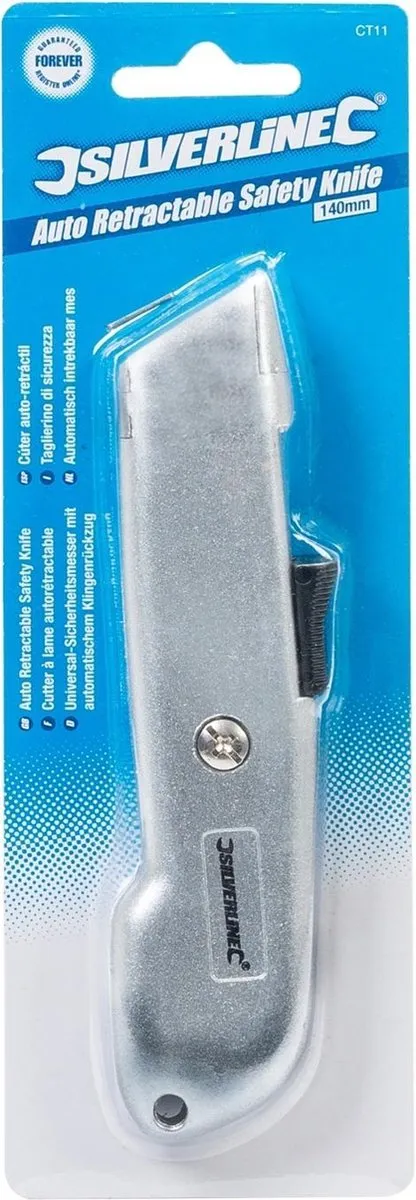 Silverline Automatisch intrekbaar stanleymes 140mm - Zinklegering