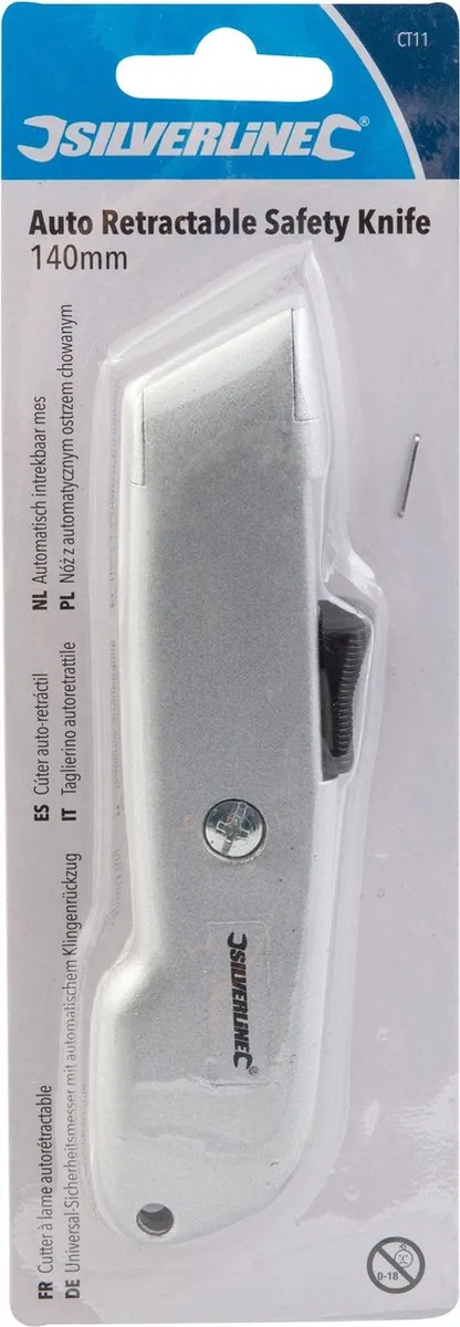 Silverline Automatisch intrekbaar stanleymes 140mm - Zinklegering