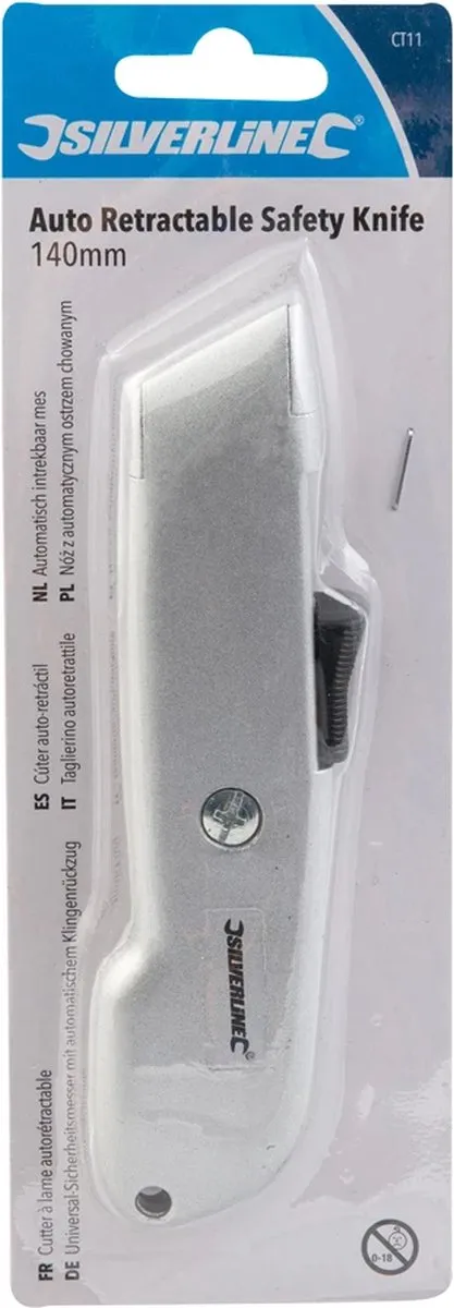 Silverline Automatisch intrekbaar stanleymes 140mm - Zinklegering