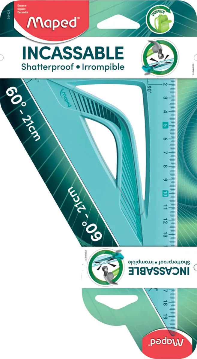 Maped Winkelhaak Onbreekbaar 21cm - Blauw/Groen