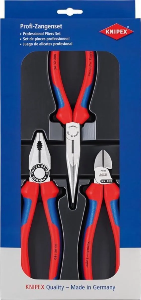 Knipex Tangenset 3-delig - Kombitang & Zijsnijtang