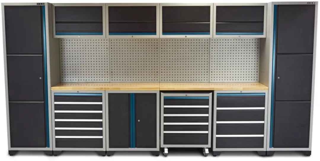 HBM Professional Deluxe Modulair Werkplaatssysteem 16-delig - Zwart/Blauw
