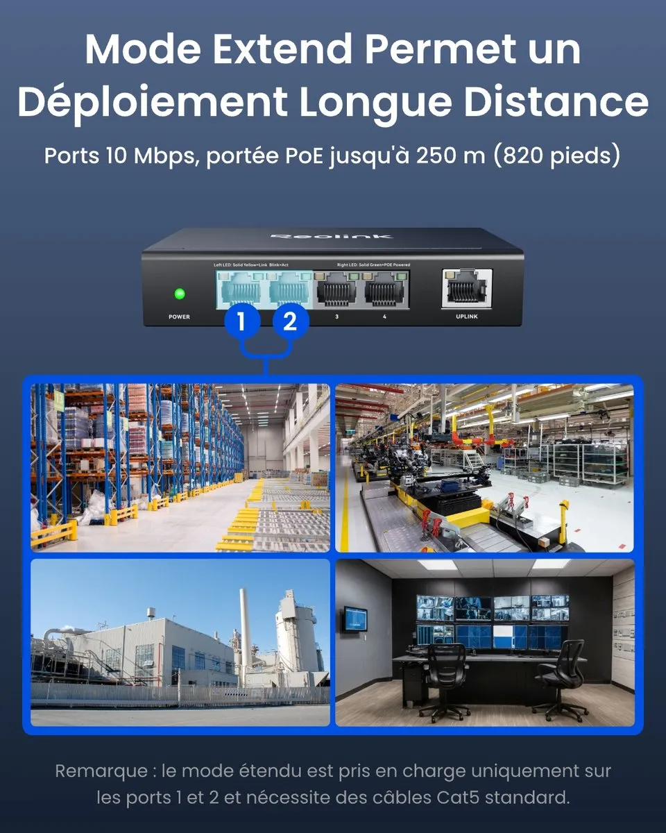 Reolink RLA-PS1E PoE Switch 4+1 Poorten - Zwart