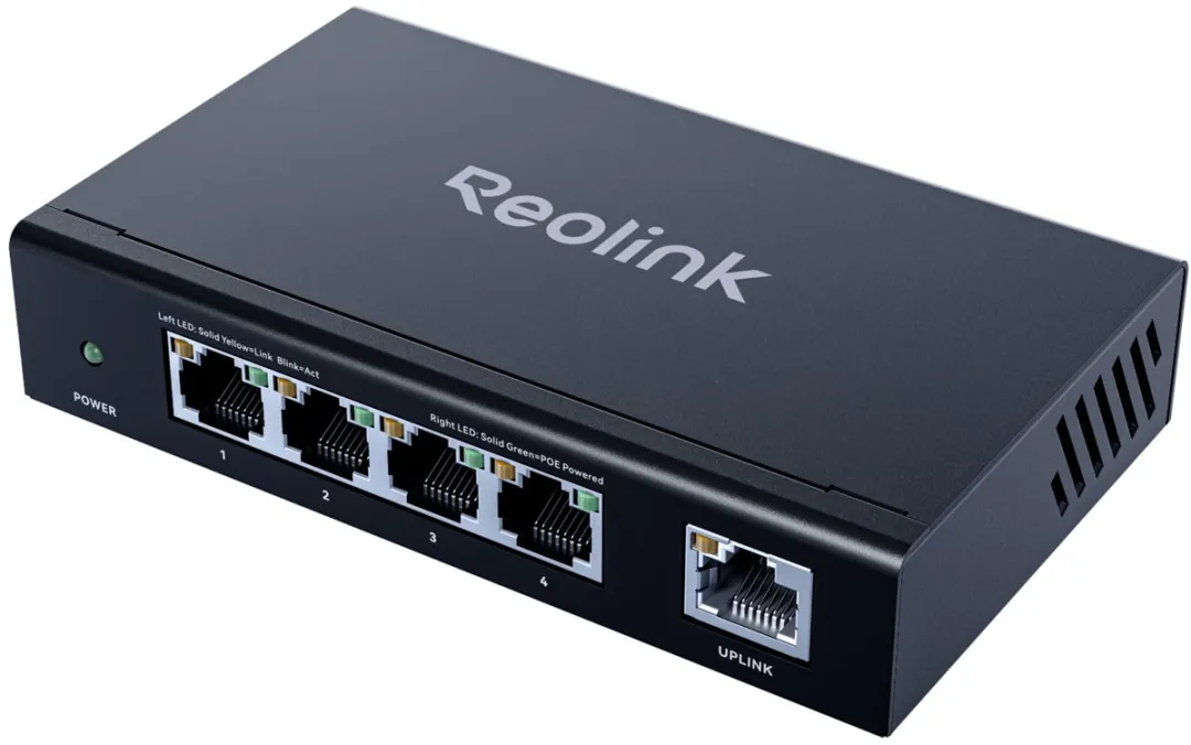 Reolink RLA-PS1E PoE Switch 4+1 Poorten