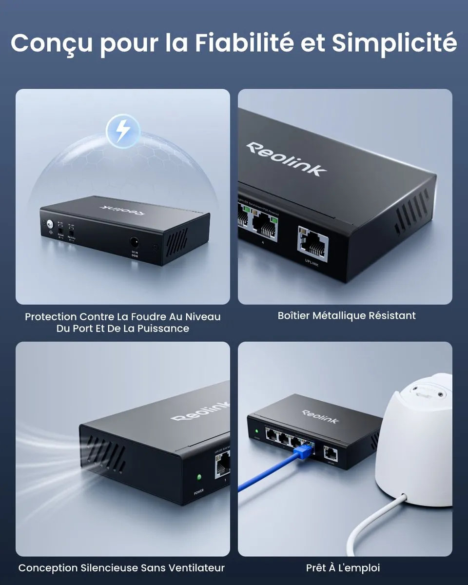 Reolink RLA-PS1E PoE Switch 4+1 Poorten - Zwart