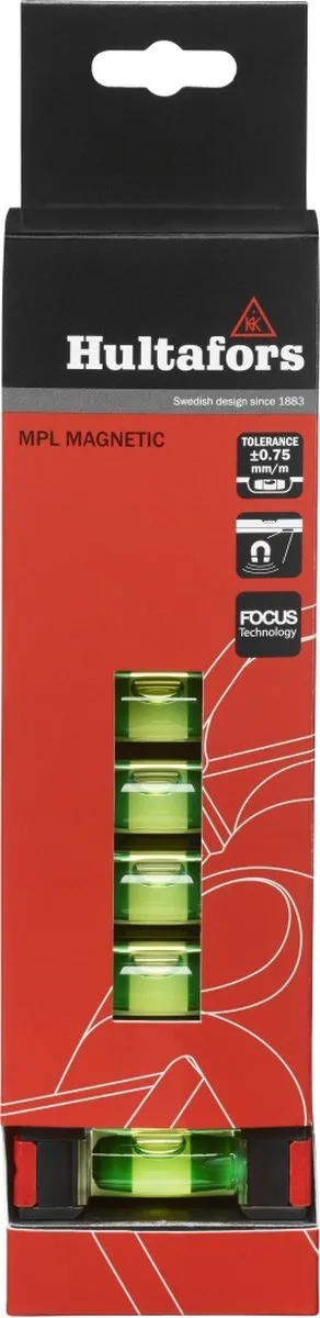 Hultafors MPL Mini Magnetische Waterpas 68mm - Rood/Zwart