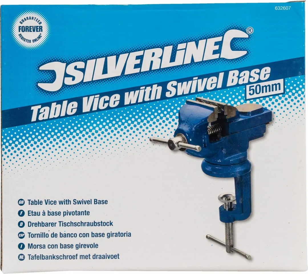 Silverline Tafelbankschroef 50mm - Draaibaar IJzeren Aambeeld