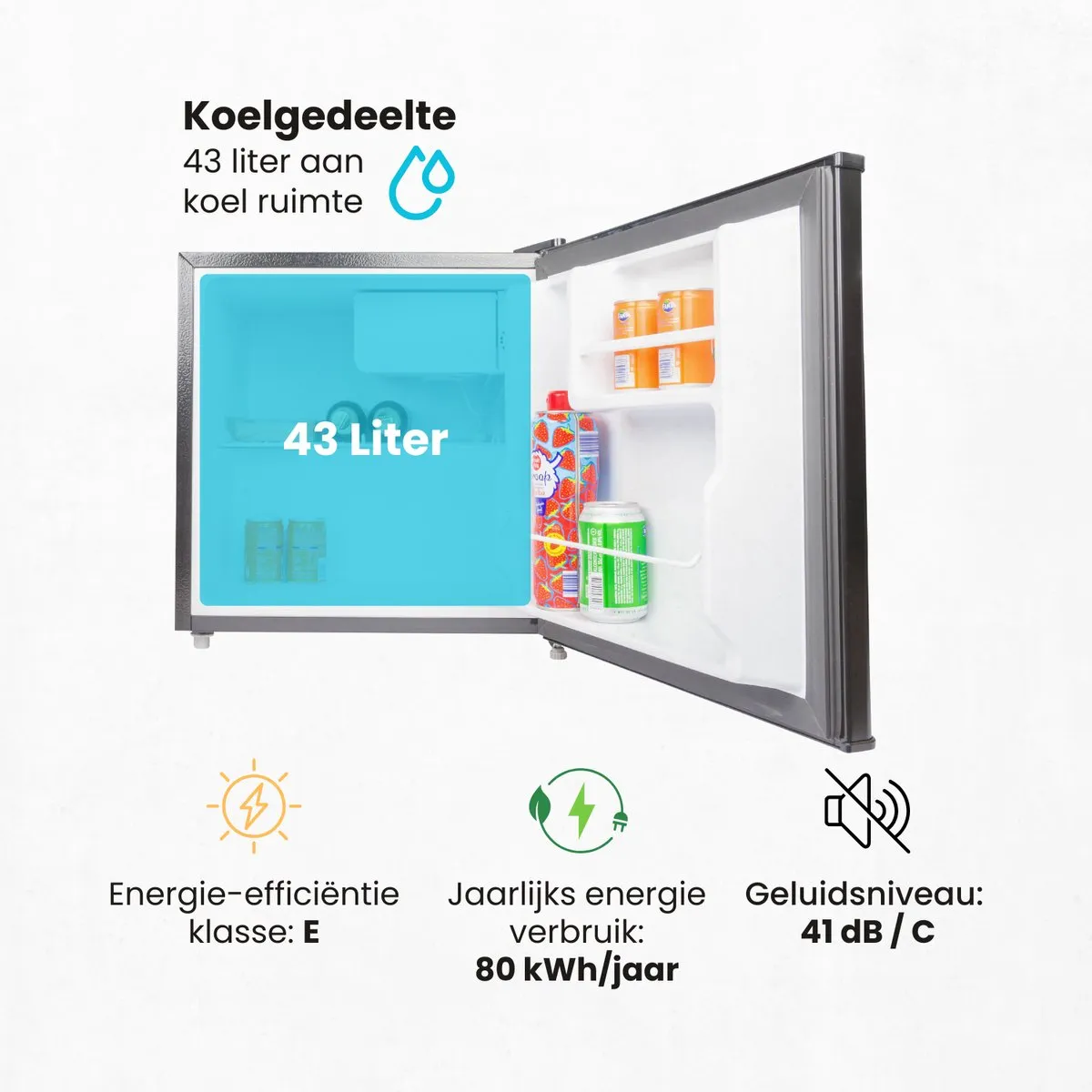 Salora MINICOOL43BL Mini Koelkast 43L - Zwart - afbeelding 6 van 6
