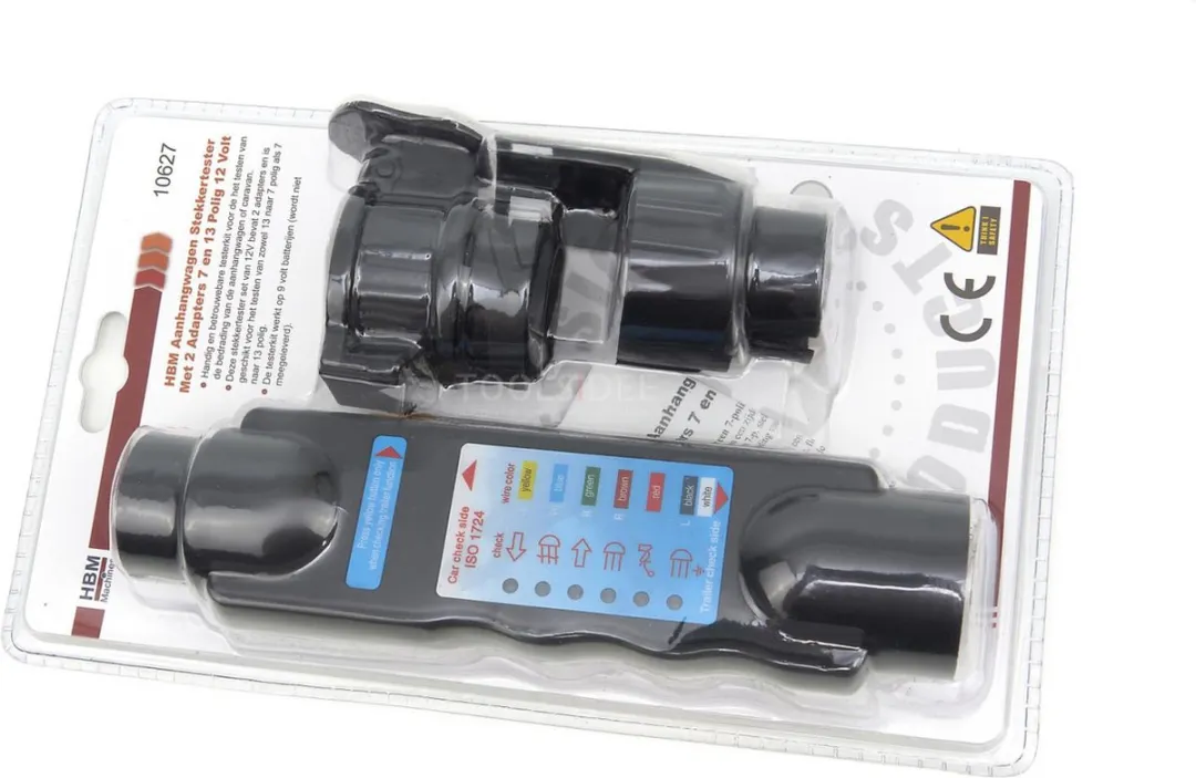 HBM Stekkertester Aanhangwagen 12V - 2 Adapters