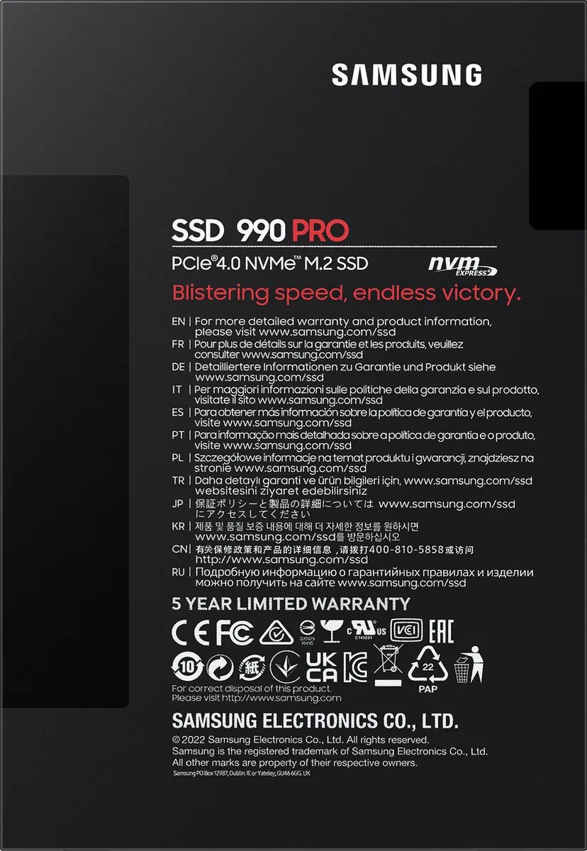Samsung 990 PRO MZ-V9P4T0BW SSD - 4TB - afbeelding 6 van 6