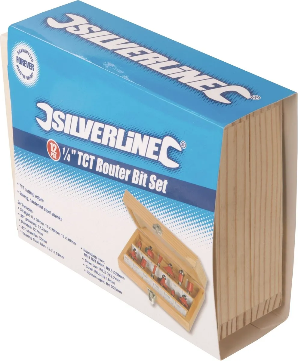 Silverline 12-delige TCT Freesbitset - Gehard staal