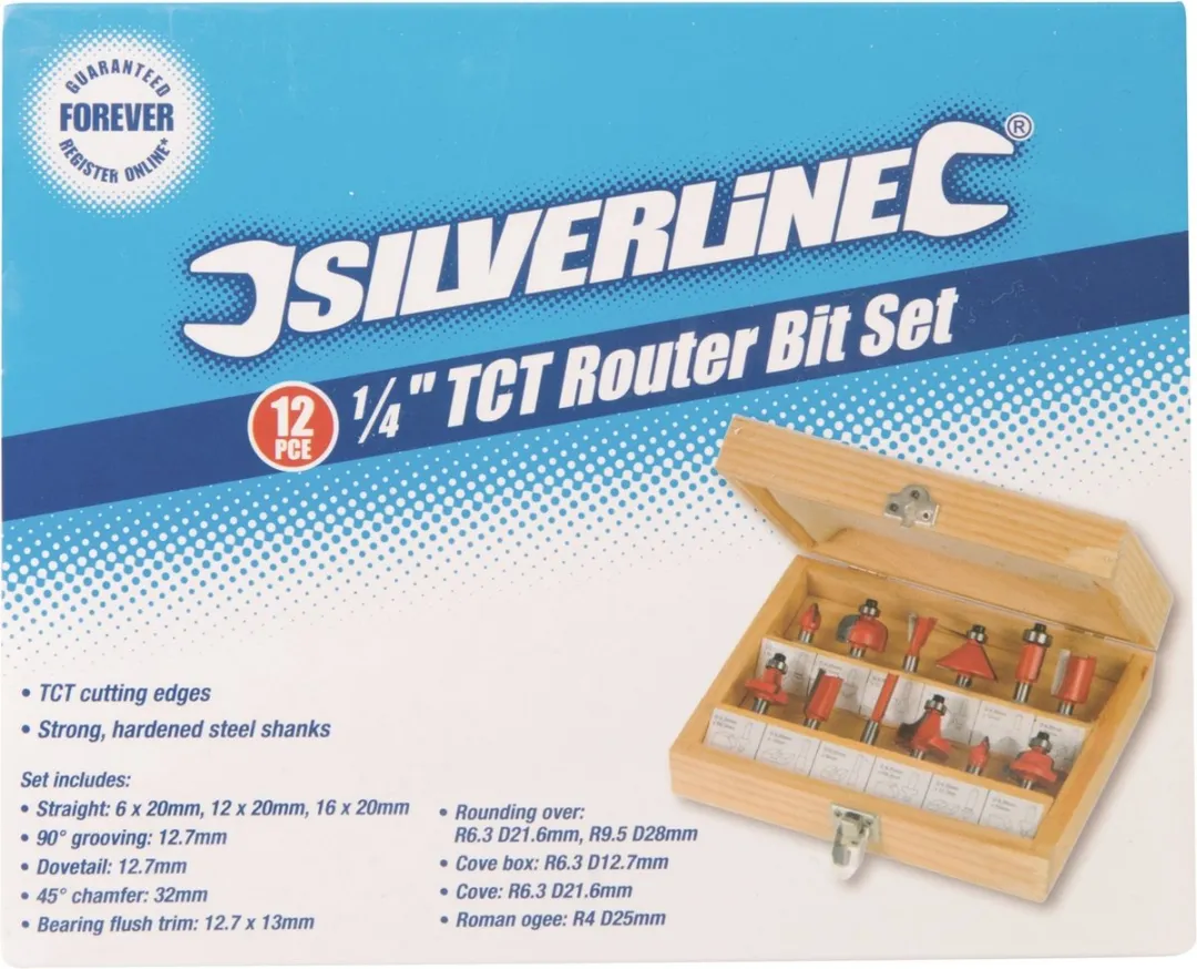 Silverline 12-delige TCT Freesbitset - Gehard staal