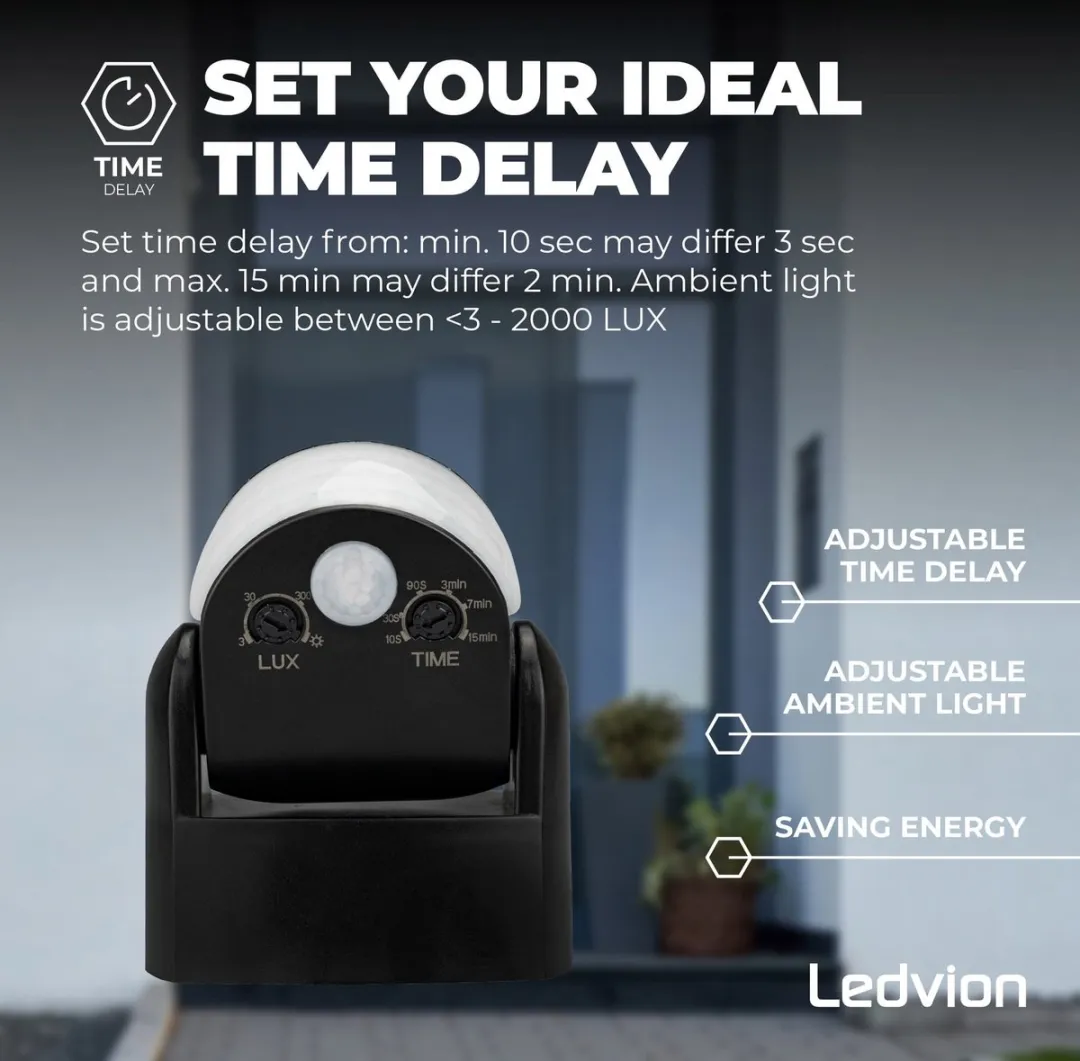 Ledvion Bewegingsmelder LV10033 Opbouw - Zwart