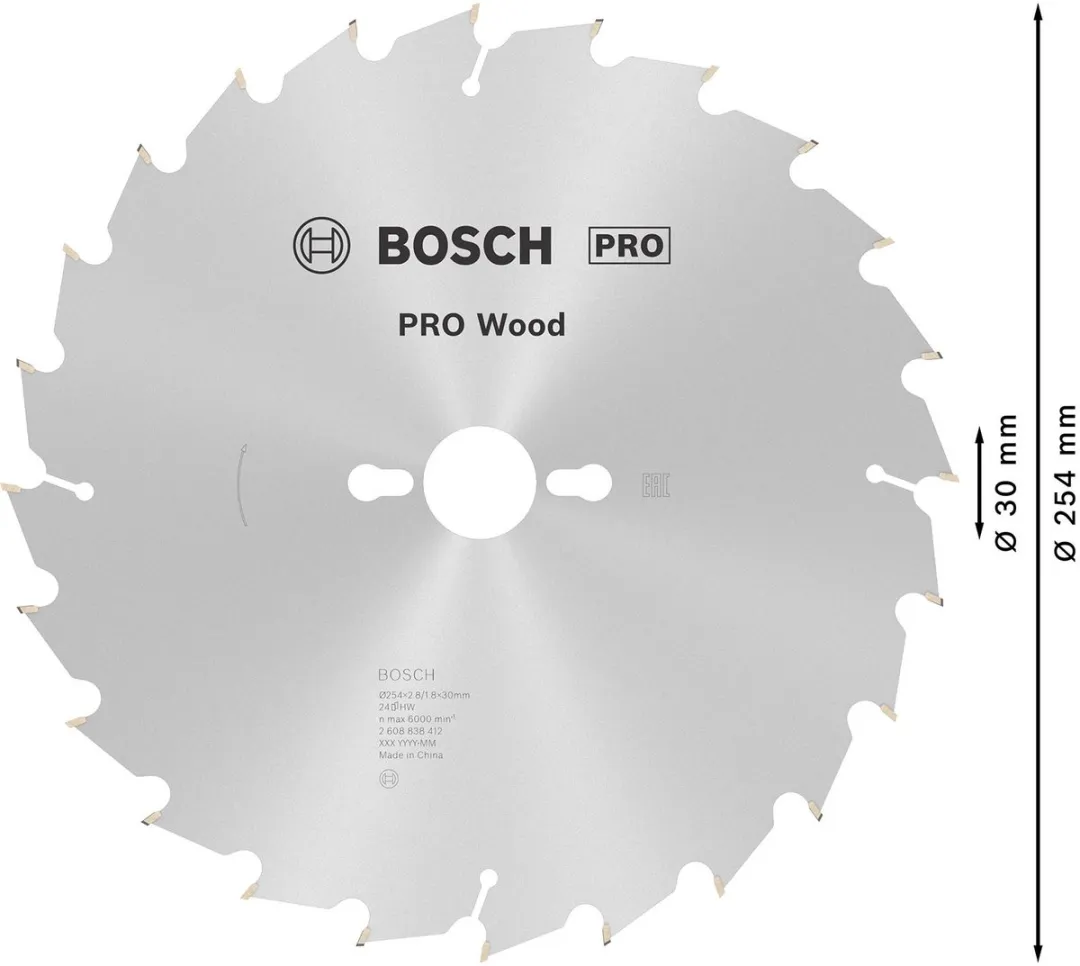 Bosch Professional Hout Cirkelzaagblad 254mm 24T - 2608838412