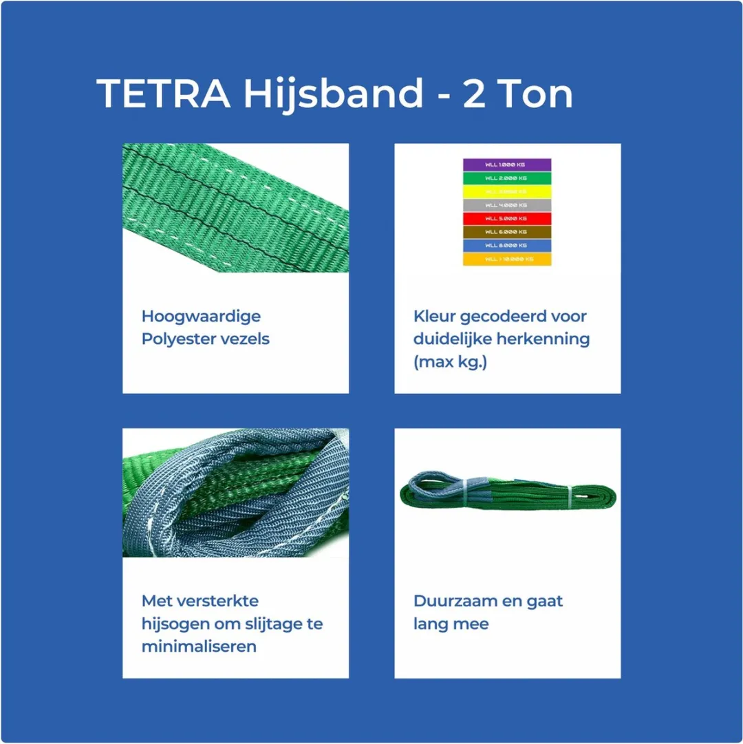 TETRA WSB Hijsband 2 Ton - 4m - Groen