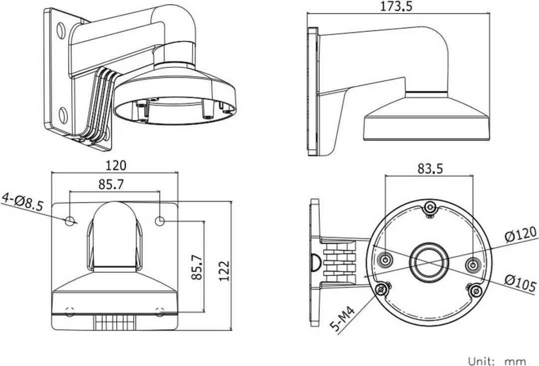 Hikvision DS-1272ZJ-120 Aluminium Beugel Wit - afbeelding 6 van 6