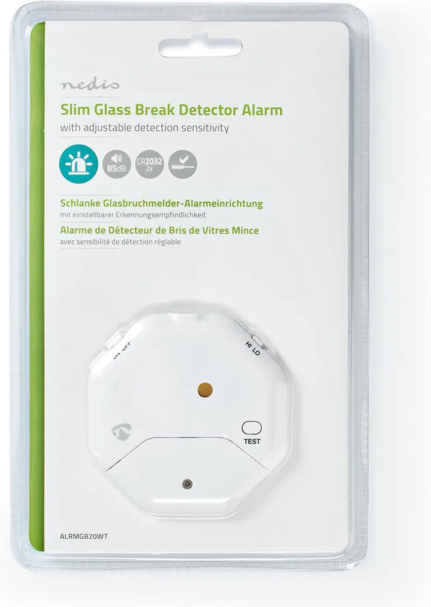 Nedis Glasbreukalarm ALRMGB20WT - 85dB - Wit - afbeelding 6 van 6