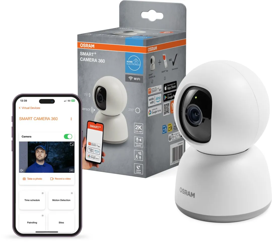 Osram SMART+ AC755500155 WiFi-camera 360° - 4MP 2K QHD - Wit - afbeelding 6 van 6