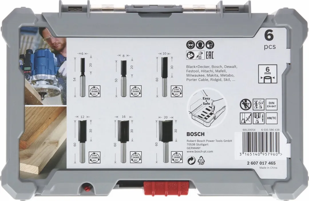 Bosch Professional Nutfräser Set 6-delig 2607017465