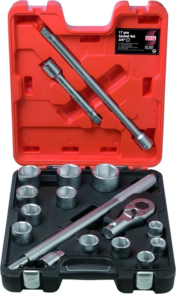 Bahco SLX 17 Dopsleutelset 17-delig - Metrisch 22-50mm