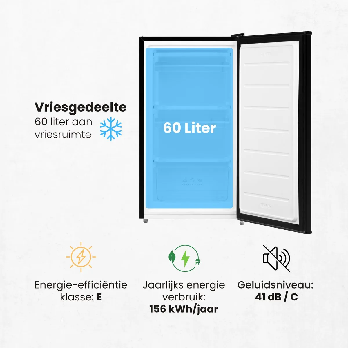 Salora FREEZER48BL Vriezer 60L - 3 Vakken - Zwart