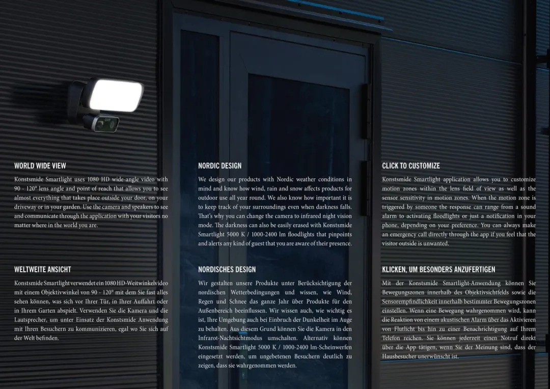 Konstsmide Sweden ® - Premium Smart Floodlight - Wandlamp met sensor