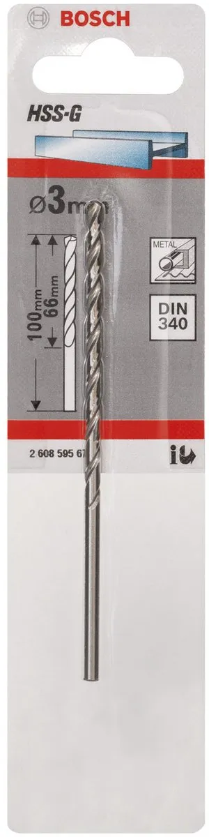 Bosch Metaalboren HSS-G 3mm DIN 340 - 3 Stuks