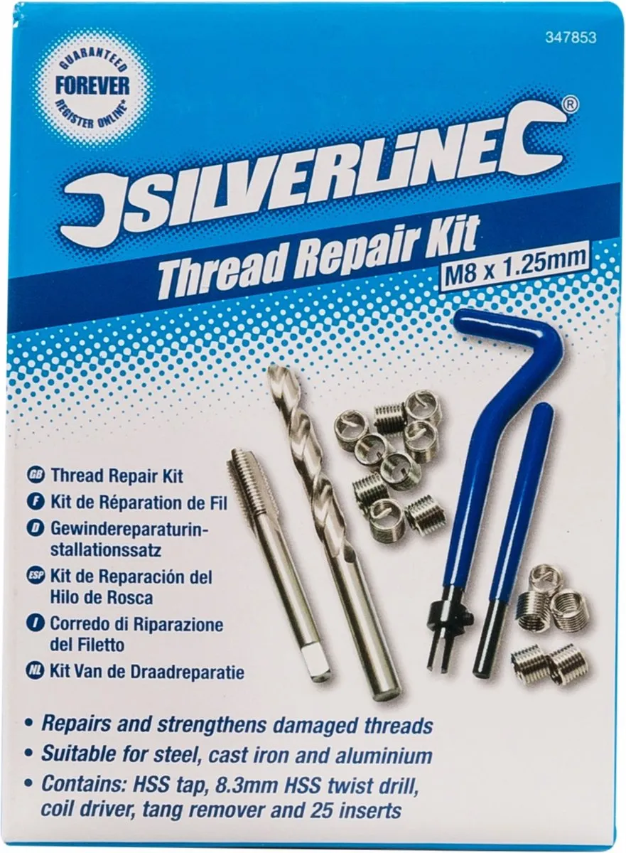 Silverline Schroefdraad Reparatieset M8 x 1,25mm