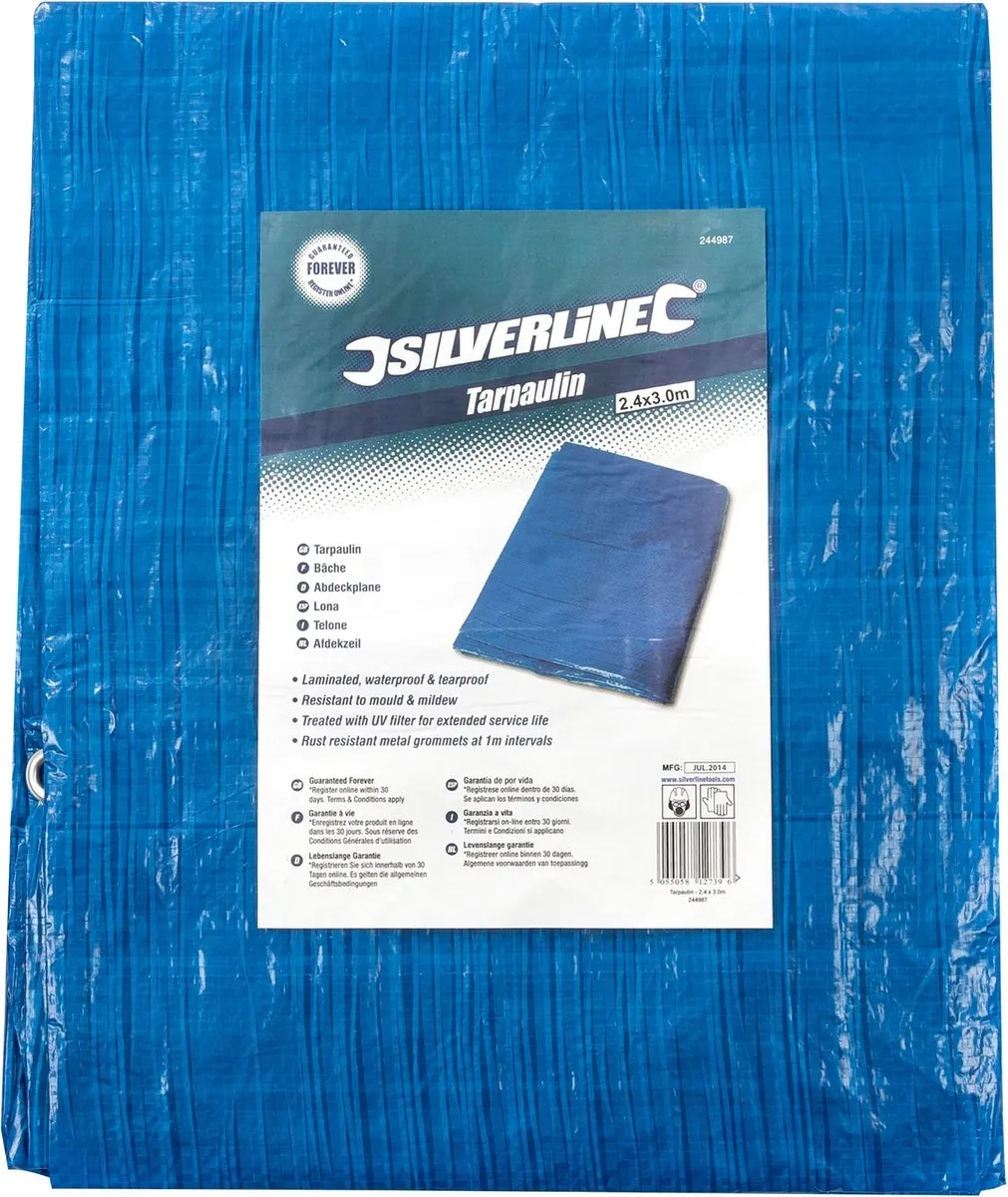 Silverline Afdekzeil 240x300cm - Blauw - Waterdicht & UV-bestendig
