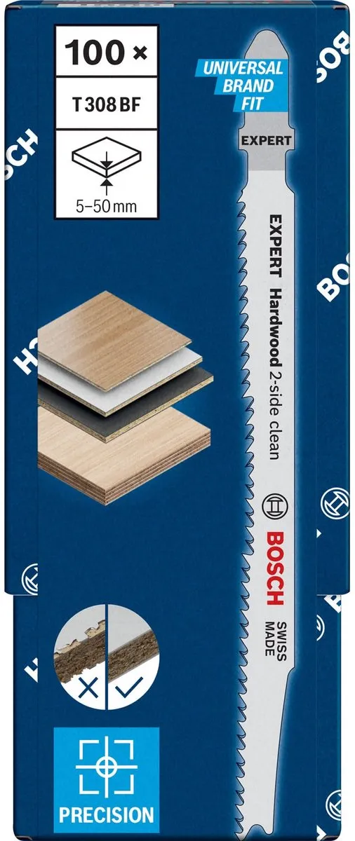Bosch Professional T308BF Decoupeerzaagblad Hardhout 100ST - 2-zijdig - afbeelding 4 van 5