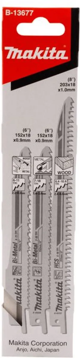 Makita B-13677 Reciprozaagset - 3 Bladen