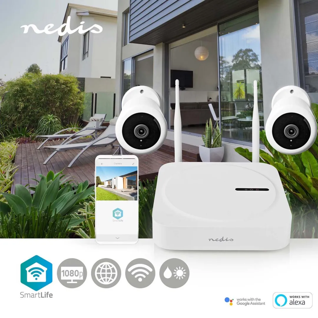 Nedis SmartLife SLNVR201CWT Draadloos Camerasysteem 2x Full HD - IP65 - Wit