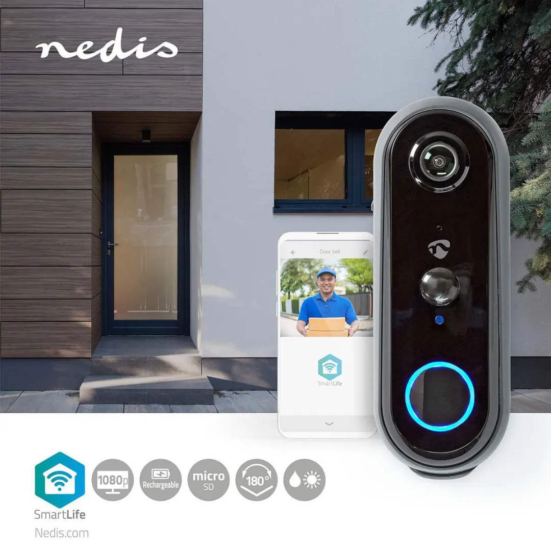 Nedis SmartLife Draadloze Video Deurbel Full HD 1080p - Grijs