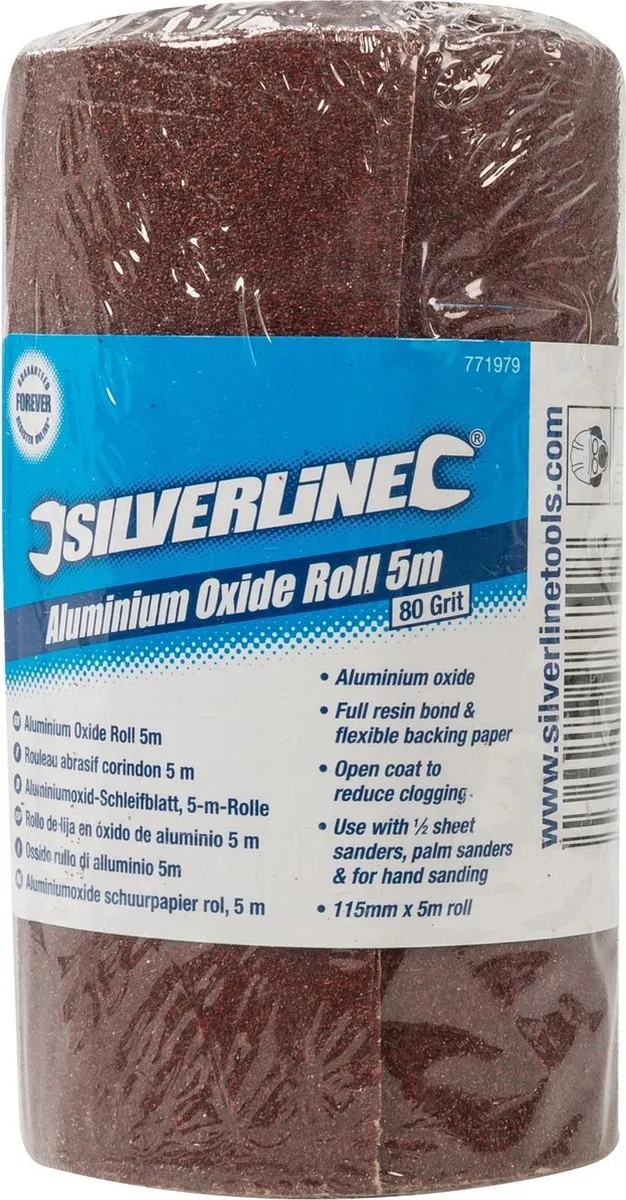Silverline Schuurpapierrol Aluminiumoxide K80 - 5m - 5 Stuks